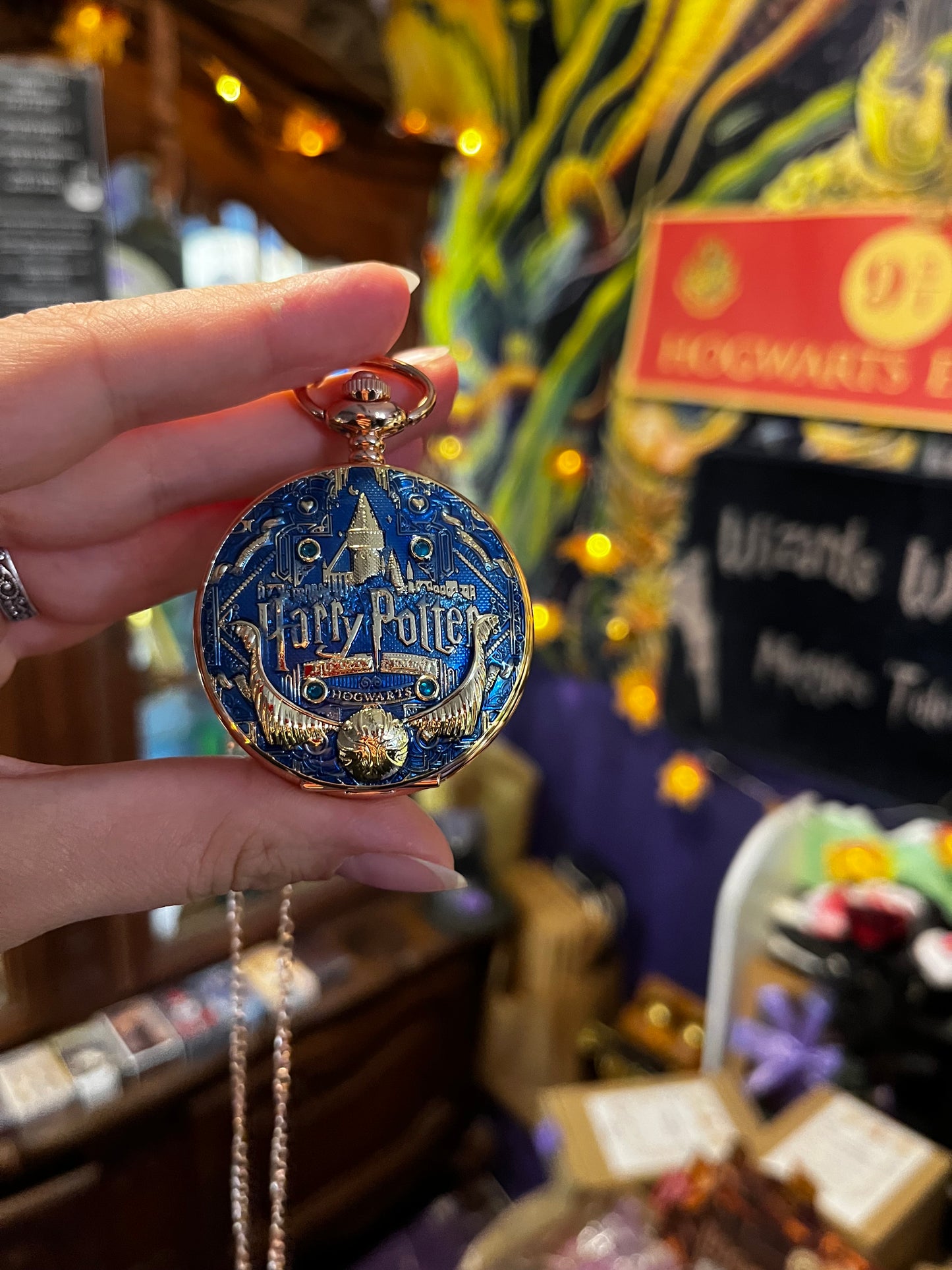 Hogwarts pocket watch with chain | magical collectible souvenir