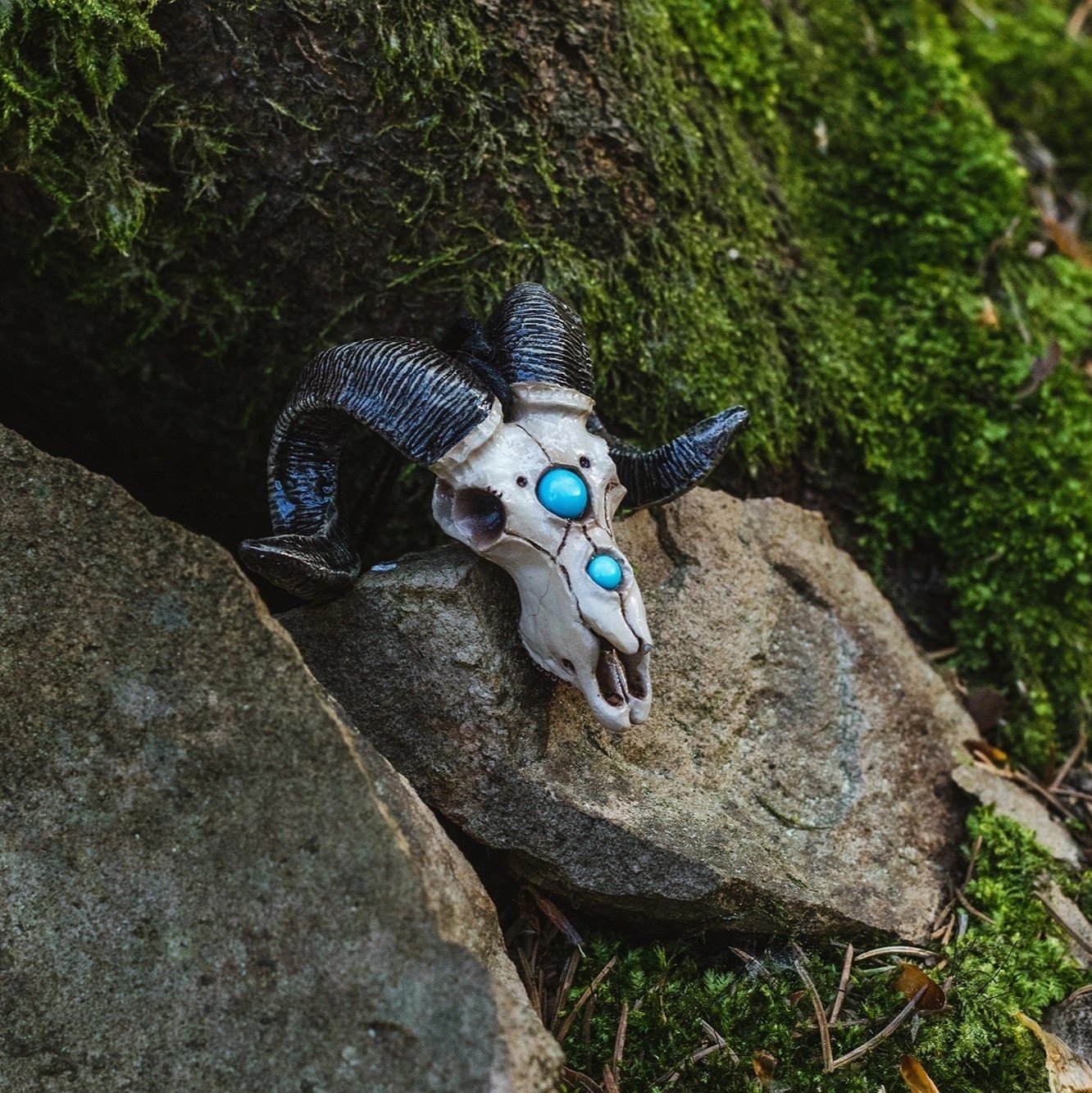 Unique ram skull jewelry with beads – mystical accessory