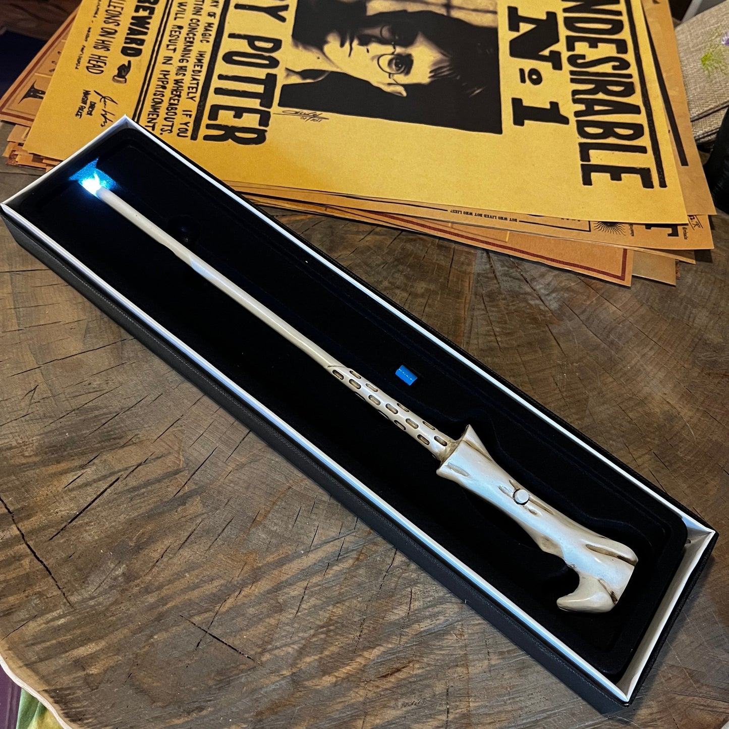 Magic wand with flashlight in a gift box