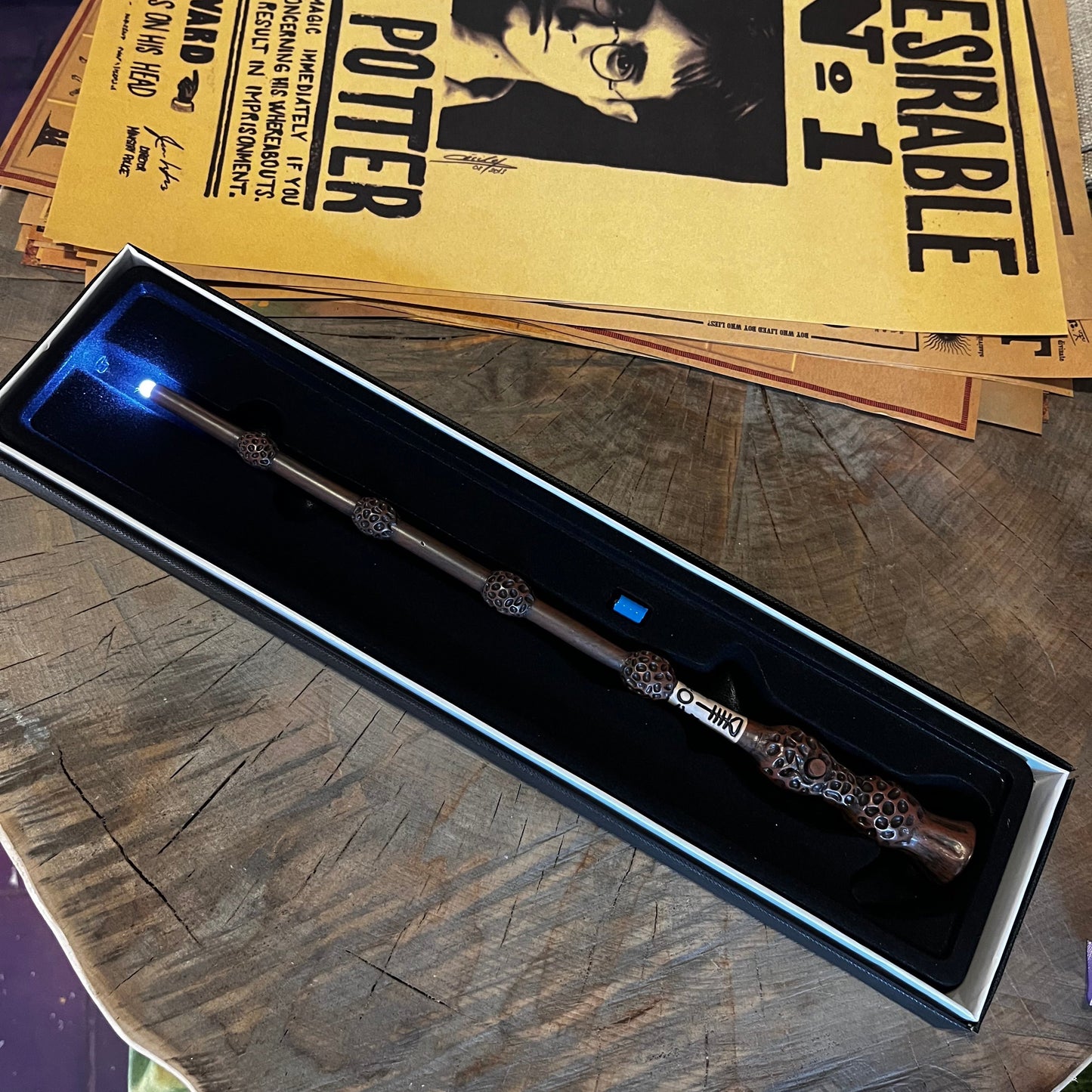 Magic wand with flashlight in a gift box