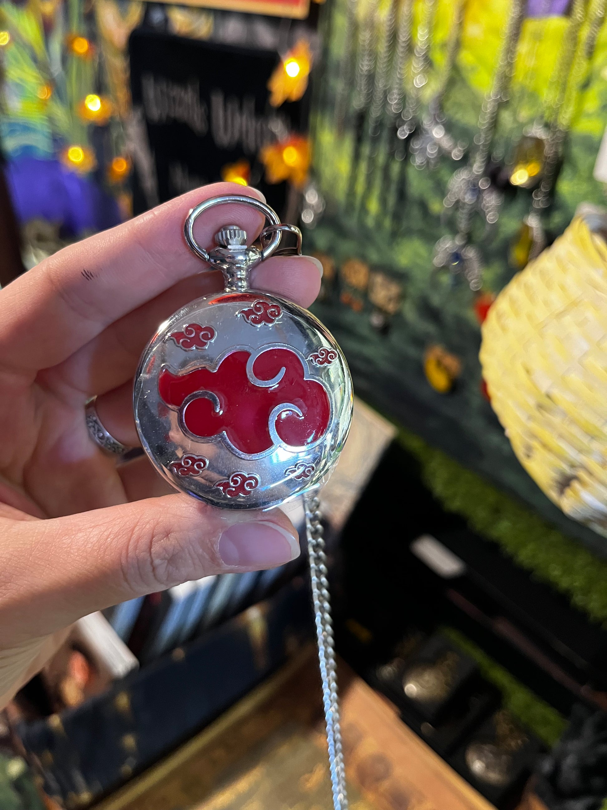 Anime Naruto vintage pocket watch — Sudraba kabatas pulkstenis  Akacuki simbols Rīga