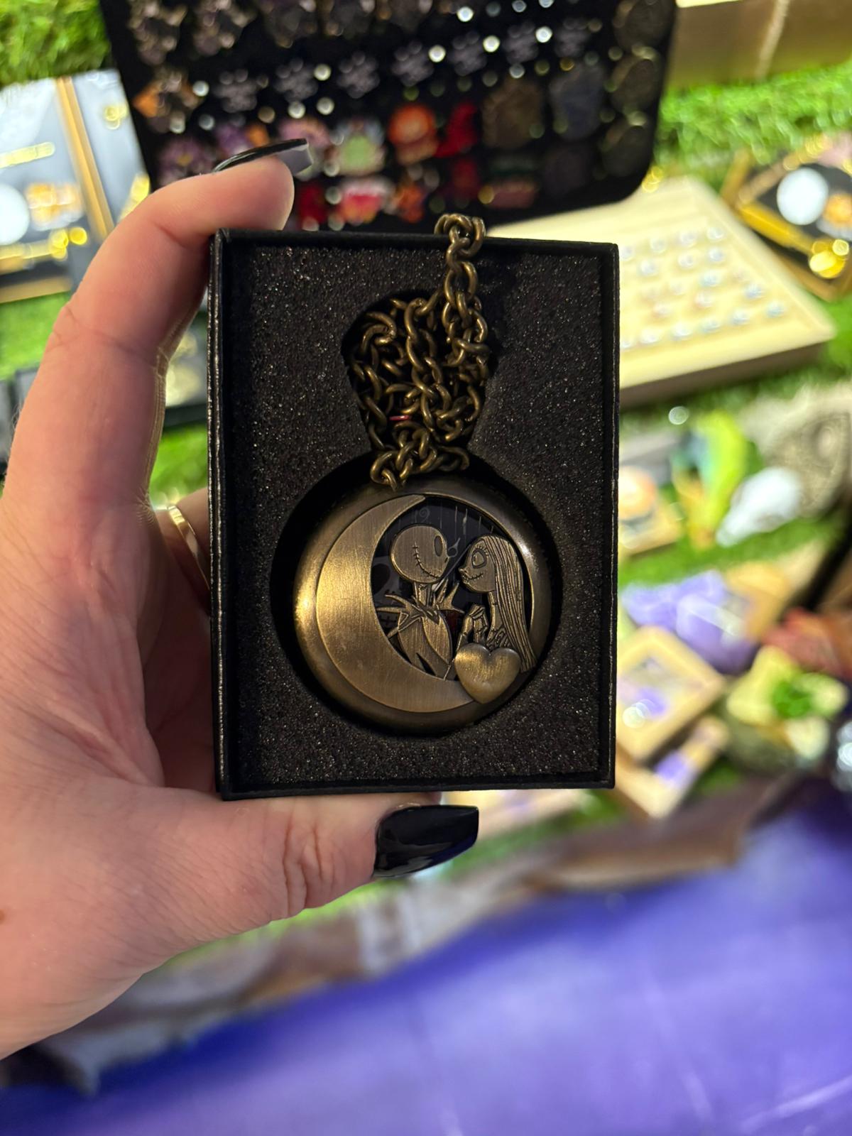 Nightmare Before Christmas Jack Skellington and Sally pocket watch