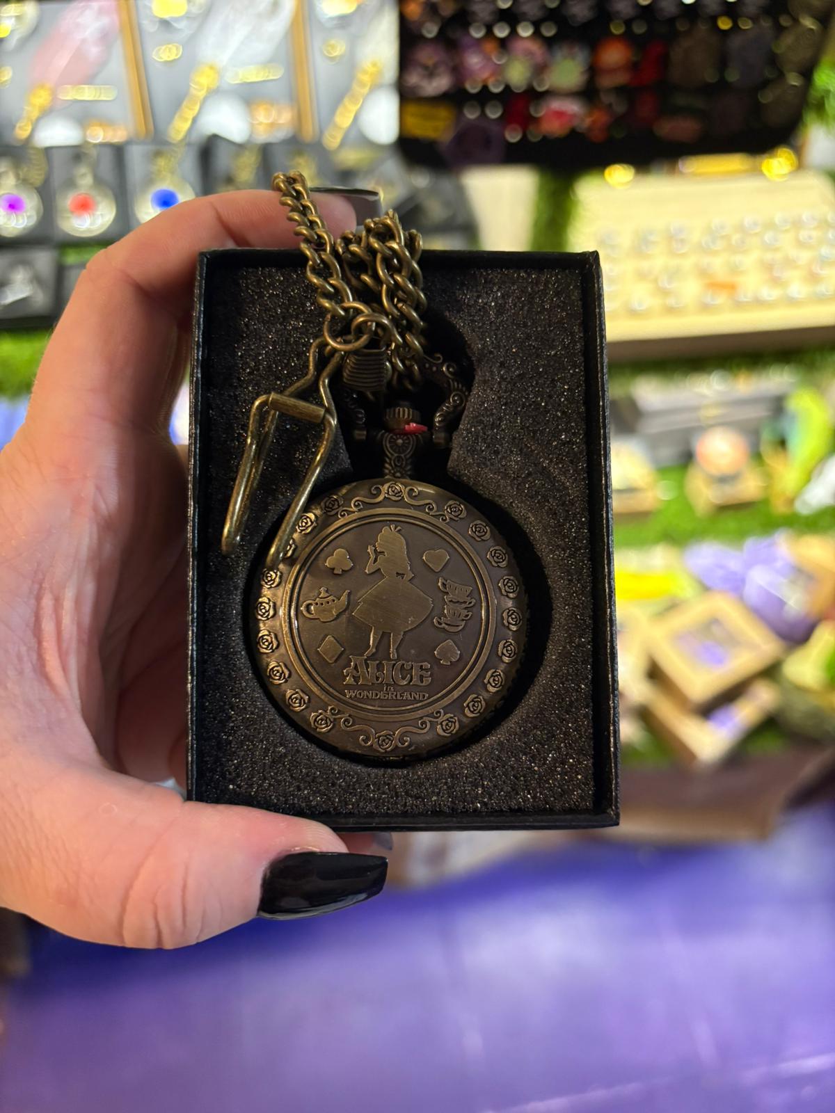 Alice wonderland vintage pocket watch, quartz mechanism, Riga