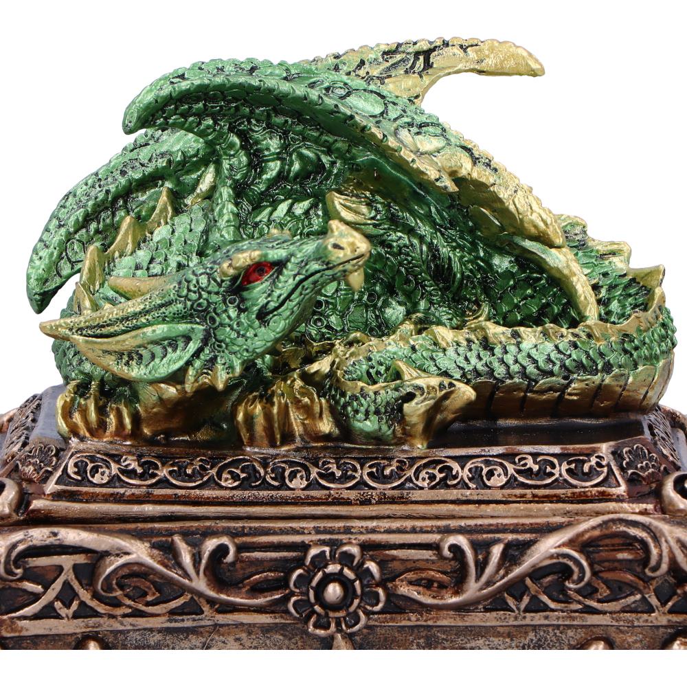 Guardian of the Hoard Dragon Box 13cm – Golden Gothic Trinket Chest