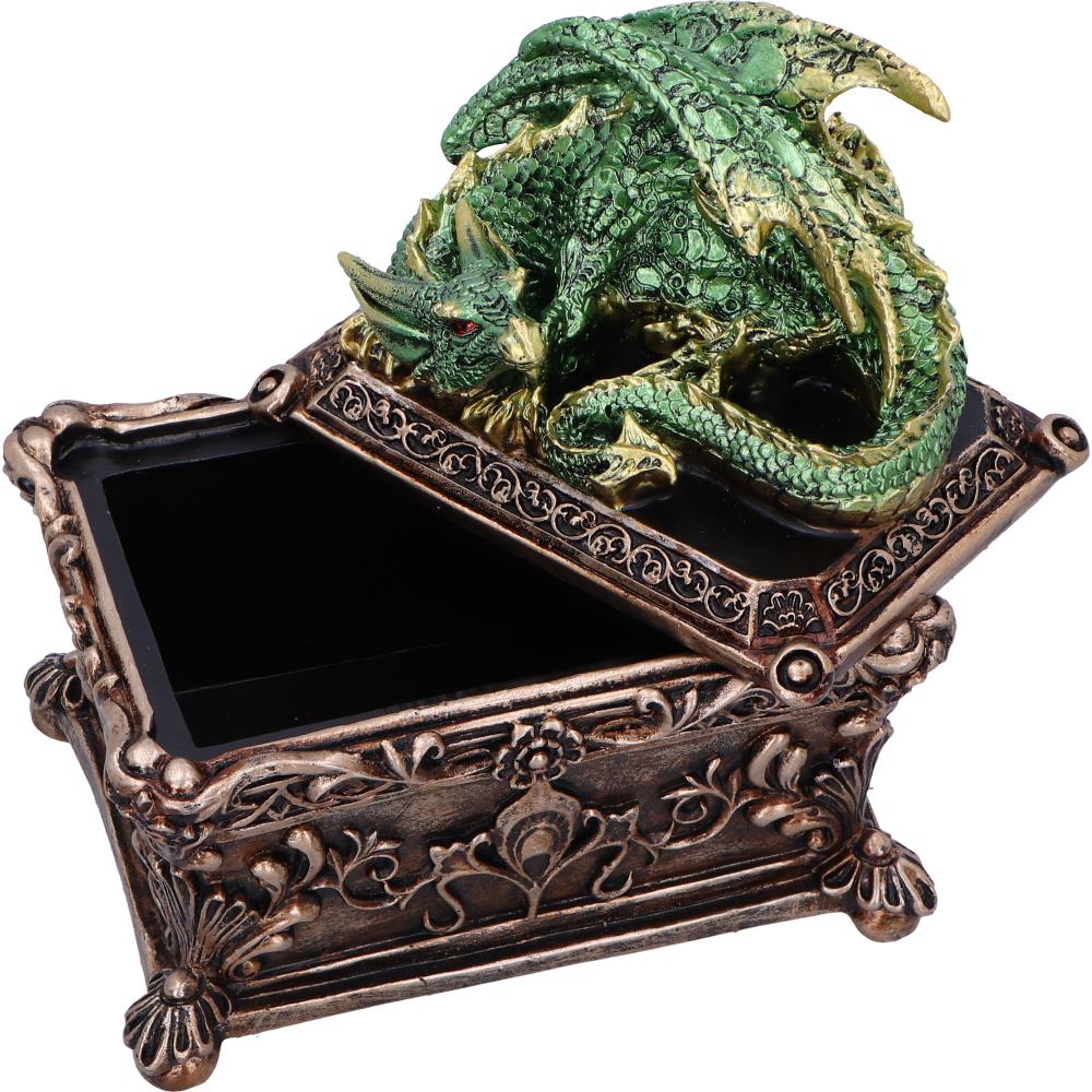 Guardian of the Hoard Dragon Box 13cm – Golden Gothic Trinket Chest