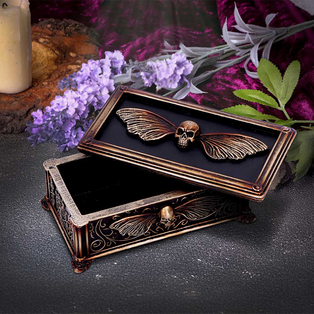 Death’s Head Moth Treasure Box 14.5cm – Gothic Bronze Trinket Chest