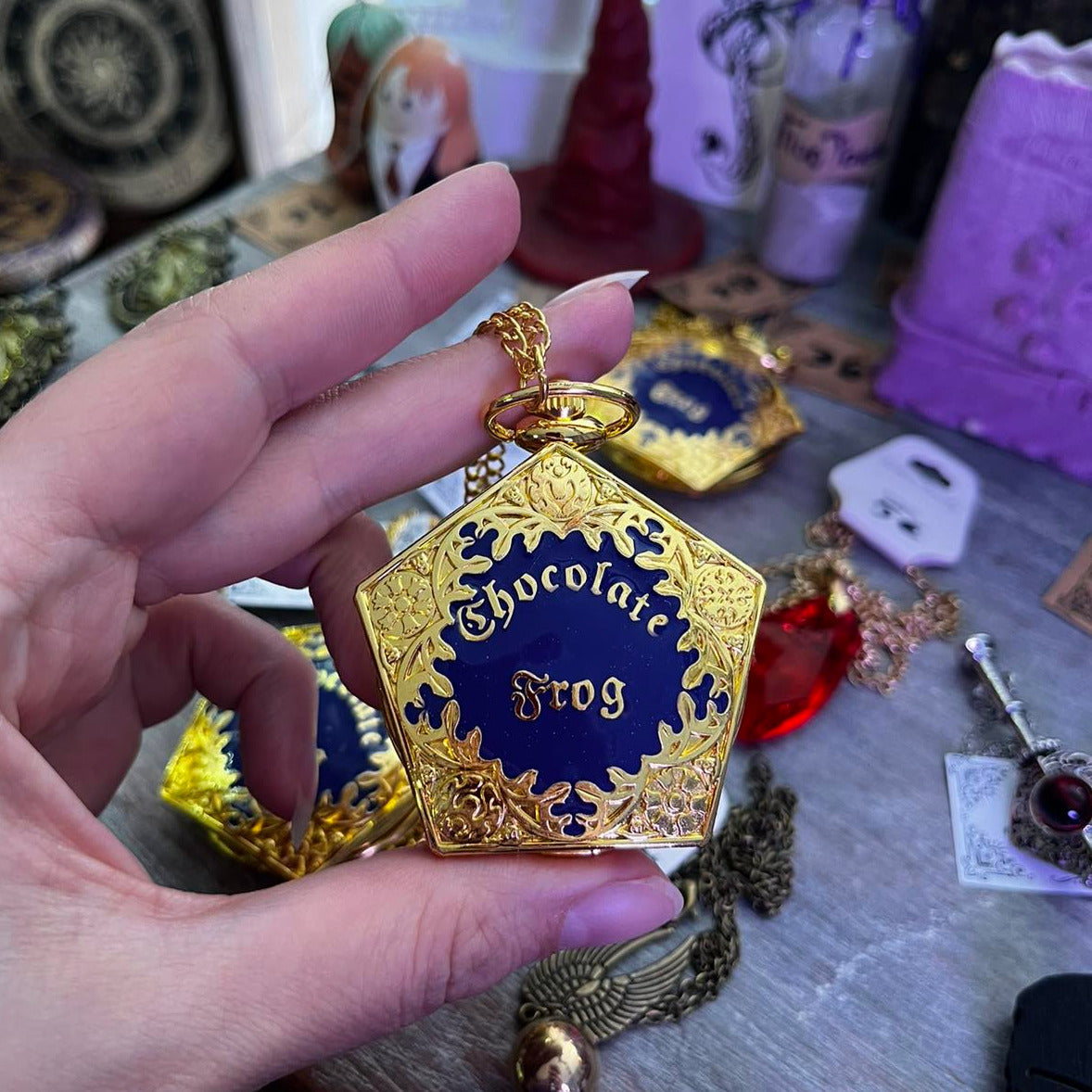 Chocolate frog quartz watch on a chain