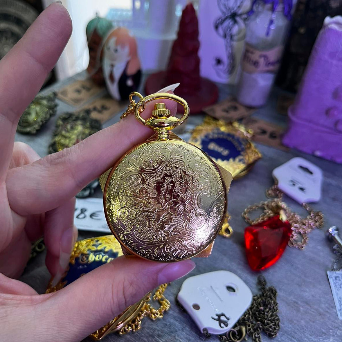 Chocolate frog quartz watch on a chain